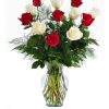 I Love You Red and White Roses in vase