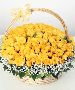 Yellow Roses in Basket