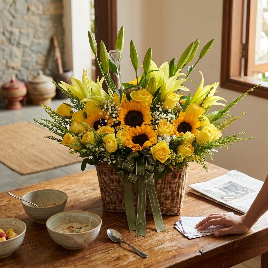 Golden Basket by Phnom Penh Florist - Image 4