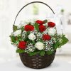Flower Basket with Red and white Roses